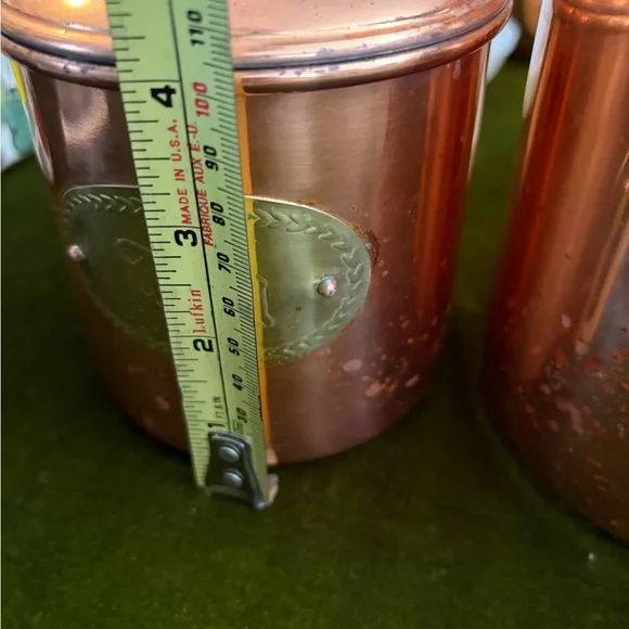 Vintage Copper Canister Set with Gold Accents from Portugal - Picture 5 of 16